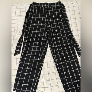 Mine Black and White Checkered Women's Trousers
